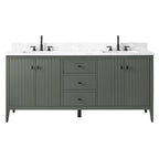 Vanity Art 72 Double Sink Bathroom Vanity Cabinet with Engineered Marble Top