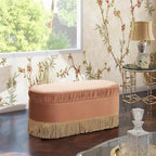 Serena 38 Ruched Oval Storage Bench Ottoman