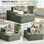 67 Chaise Lounge Chair, Indoor Sleeper Sofa Bed with 2 Pillows, Boneless Single Sofa Couch for Living Room, No Assembly Required