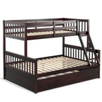 Gymax Twin Over Full Bunk Bed with Twin Trundle Convertible Platform