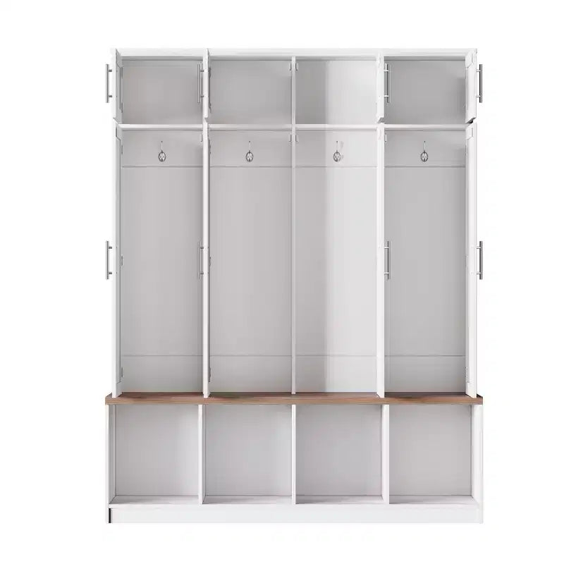 GDFStudio Jessica Farmhouse 4-in-1 Hall Tree with Hidden Hooks and Storage Bench
