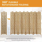 Carved Room Divider Folding Screen Room Divider with Copper Coin Pattern for Home Office Garden Terrace Paulownia Wood