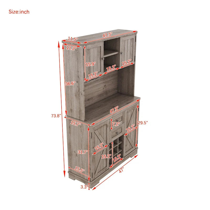 73.8H Kitchen Cabinet with Storage