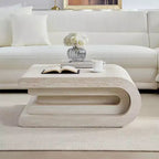 GDFStudio Laurine Modern Travertine Pattern Layered Coffee Table
