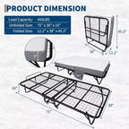 Folding Bed with Mattress for Adults,Portable Rollaway Guest Beds , Foldable Metal Frame Bed with 5 Memory Foam Mattress & Side Storage Pocket