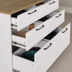 6-Drawer Kitchen Island ¨C Farmhouse Style, White & Maple Nutmeg, 47.25W