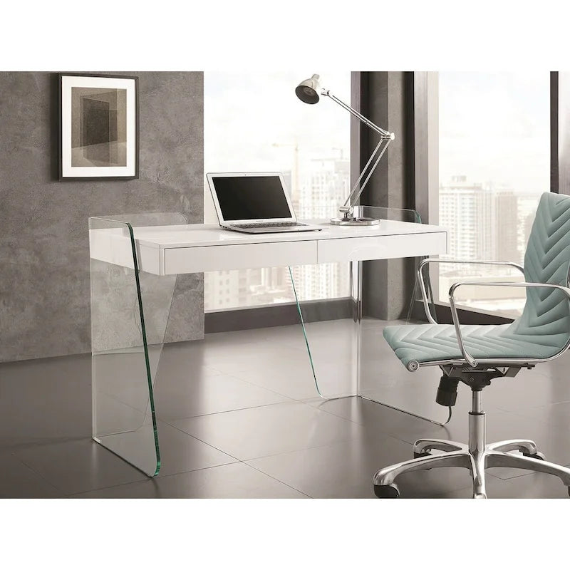 ARCHIE office desk with clear glass.