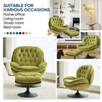 Velvet Swivel Accent Chair with Ottoman Round Reading Accent Chair Foot Stool Ottoman Set,360 Swivel,Metal Frame