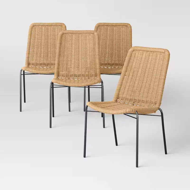 4pc Wicker Stack Armless Patio Dining Chairs Brown - Threshold?
