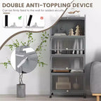 Costway 5-Tier Kitchen Bakers Rack Storage Cabinet Mobile Microwave Stand Flip-up Doors White/Black/Grey/Green