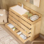 Homsee Solid Pine Wood Diaper Changing Table & Dresser: Removable Station,Drawer Storage, All-in-One Nursery Essential for Parents