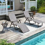 Pellebant 2PCS Adjustable Aluminum Patio Chaise Lounge Chair - N/A