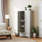 HOMCOM 72 Farmhouse Pantry Cabinet with Barn Doors, Tall Kitchen Pantry Storage Cabinet with Adjustable Shelves and Drawer