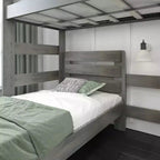 Max & Lily Solid Wood Modern Farmhouse Bunk Bed, L-Shaped Twin over Twin Bed Frame For Kids