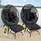 FINCATI Indoor Eggs Chair, 440 lbs Egg Chair Outdoor, Oversized Egg Chair with Ottoman, Luxury Cozy Egg Chair with Foot Rest