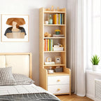 Modern Tall Wood Spacious Shelves 2-Drawer Nightstand