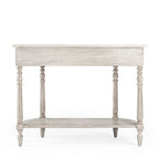 Marble Top Console Table ¨C Light Brown / Grey / Washed Black, Demilune, 1-Person Assembly