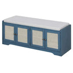 Whisen Rustic Wood Storage Bench, Entryway Shoe Bench with Removable Cushion, Adjustable Shelves