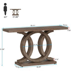 Vintage Console Table with Geometric Base Wooden Hallway Table
