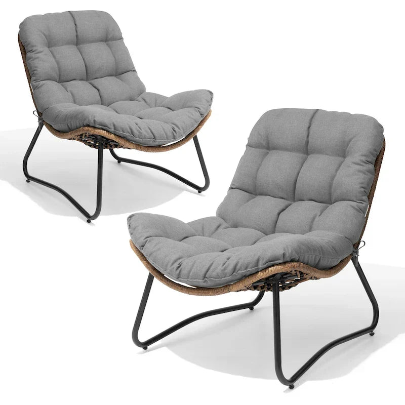 Papasan PE Rattan Chair with Cushion For Indoor Outdoor