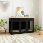 Modern Large Dog Crate with Storage Drawers - Elegant Espresso Finish
