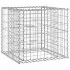 Garden Bench With Gabion Basket Natural wood and silver