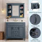 36 Modern Bathroom Vanity with Top Sink and Mirror Cabinet,2 Doors and 2 Drawers