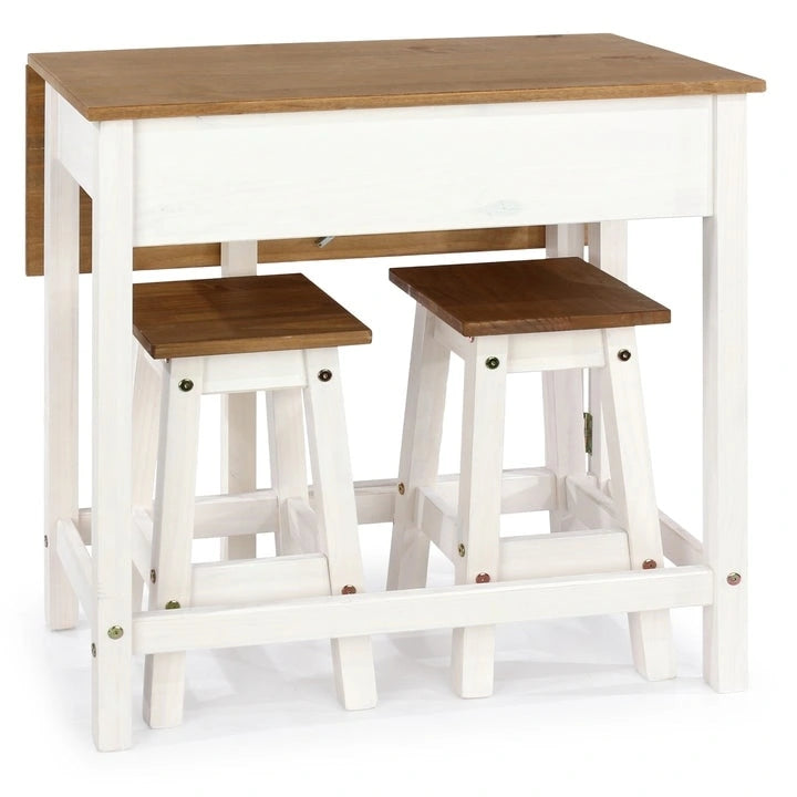 Solid Pine Drop Leaf Table 3-piece Dining Set