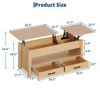 Wood Coffee Table - Adjustable Coffee Table, Height Adjustable Coffee Table, Modern Coffee Table, Stylish Coffee Table