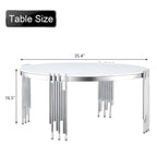Round Tempered Glass Coffee Table with 3 Tiers 360 Degrees Rotating Top