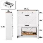 Slim Shoe Storage Cabinet with 2 Drawers and 2 Drawers Freestanding
