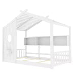 Twin/Full Size House Platform Bed Frame Toddler Floor Bed Kids Montessori Bed Playhouse Bed with Storage Shelf - ModernLuxe