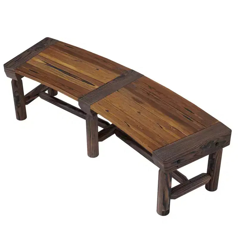 Outsunny Wooden Garden Bench, Semicircular Round Outdoor Tree Bench, Wrap Around Park Bench