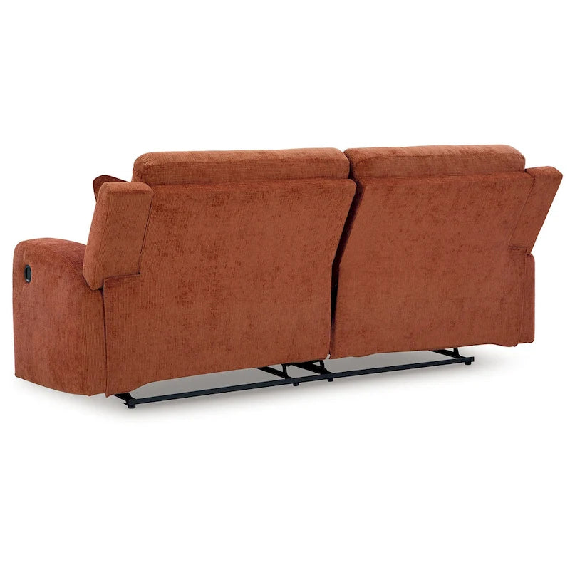 87 Manual Recliner Sofa with Tufted Back & 2 Accent Pillows | Spice Orange