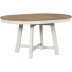 TREXM Farmhouse Round Extendable Dining Table with 16 Leaf Wood Kitchen Table