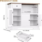 Kitchen Microwave Cabinets with Storage,with 3 Doors,1 Drawer and Adjustable Shelves, Pantry Storage Cabinet