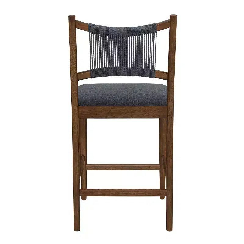 Christopher Knight Home Natalie Modern Rubberwood Upholstered Counter Stools with Woven Rope Backrest (Set of 4)