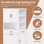 White Tall Freestanding Storage Cabinet Drawers Doors Adjustable Shelves Flip Drawer MDF