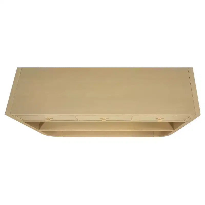 ModernLuxe Curved Console Table Entryway Table Sofa Side Table Display Stand Accent Table with 3 Soft-Close Drawers & 2 Open Shelves