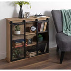 30 x 28 Barnhardt Decorative Wooden Wall Cabinet with 2 Sliding Glass Doors Rustic Brown - Kate & Laurel All Things Decor: Metal Framed