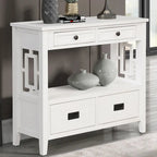 Console Table with 4 Drawers and Storage Shelf