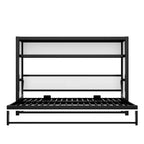 Twin Size Murphy Bed with Shelves, Metal Wall Bed with Foldable Design for Small Space