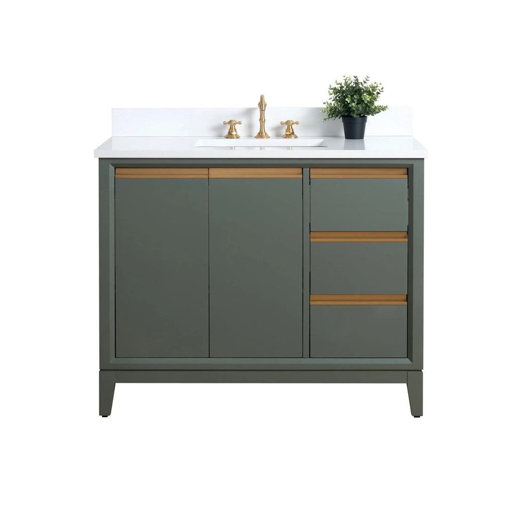 Vanity Art Bathroom Vanity with Ceramic Sink and Engineered Marble Top