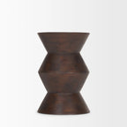 Bohemian Mango Wood Side Table with Geometric | Dark Brown