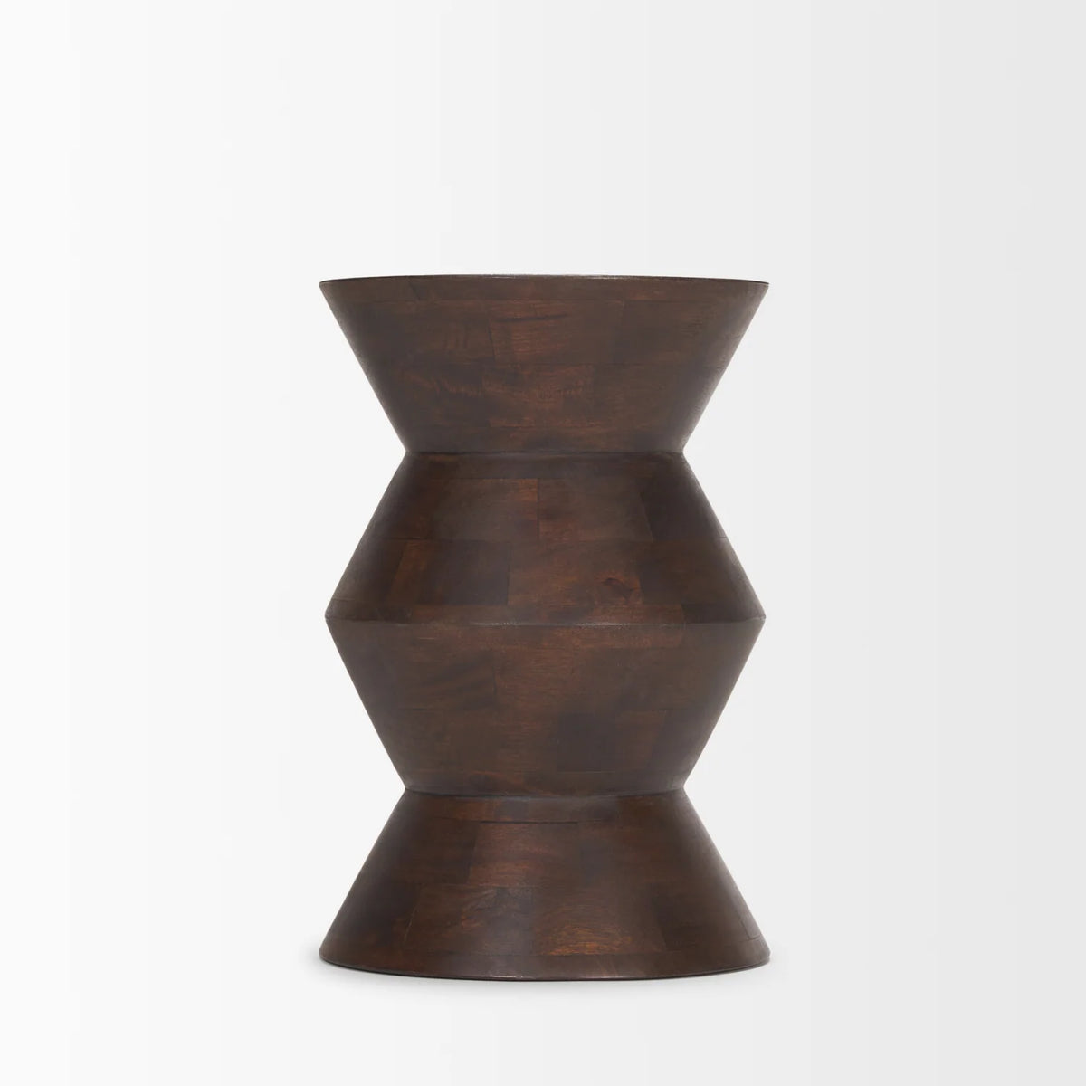 Bohemian Mango Wood Side Table with Geometric | Dark Brown