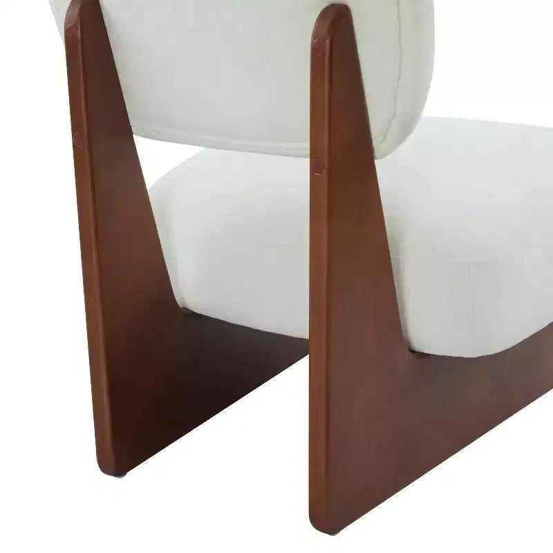 Set of 2 Modern Beige Lounge Chairs with Polyester Upholstery, Sturdy Wood Base, for Various Rooms