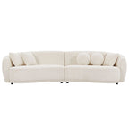 Deep Seat Curved Sectional Sofa, Boucle Fabric with 5 Throw Pillows