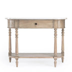 Marble Top Console Table ¨C Light Brown / Grey / Washed Black, Demilune, 1-Person Assembly
