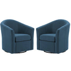 Set of 2 Modern Upholstered Swivel Barrel Chair Living Room Accent Chair