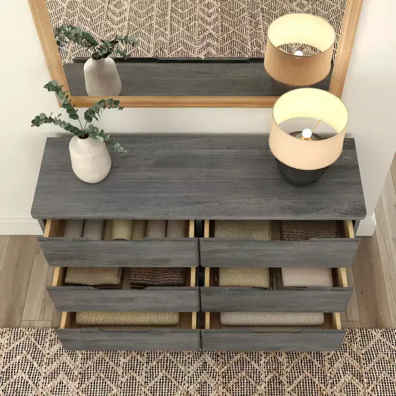 Solid Wood Farmhouse 6 Drawer Dresser